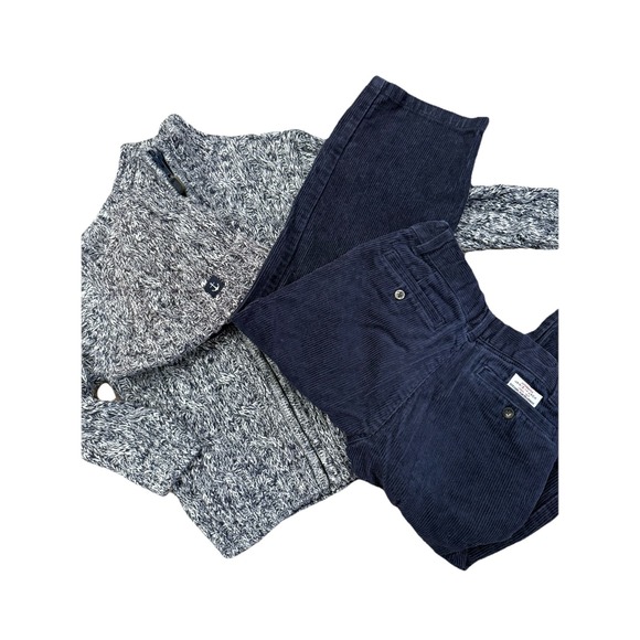 Janie And Jack Outfit Navy Corduroy Marled Sweater Beanie Cap Hat Knit - Picture 7 of 7